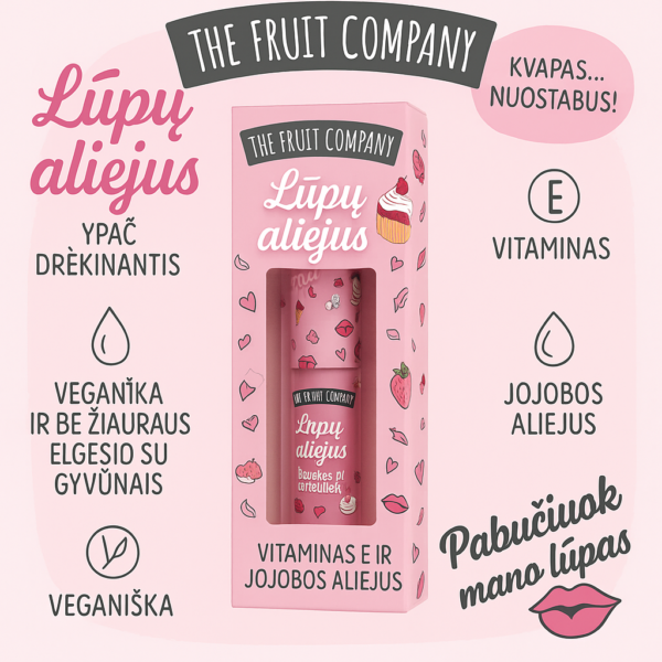 The Fruit Company lūpų aliejus „Braškių kremas” - Image 3