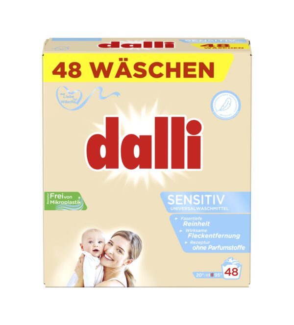 Dalli skalbimo milteliai Sensitive, 3.12 kg