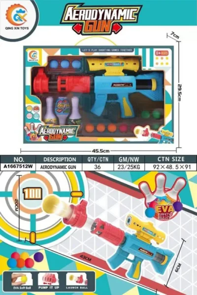 Šaudymo žaislas su kamuoliukais ir taikiniais