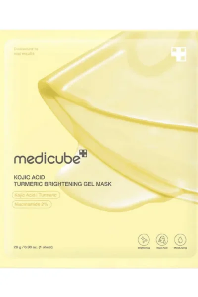MEDICUBE Kojic Acid Turmeric Brightening Gel Mask hidrogelinė veido kaukė, 4vnt