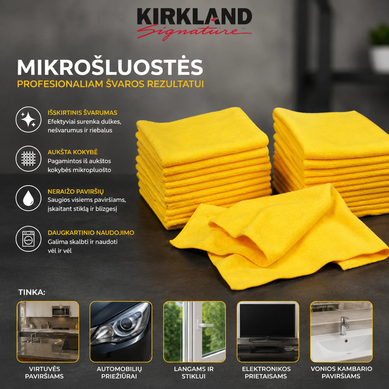„Kirkland Signature“ super geros mikropluošto šluostės - Image 2