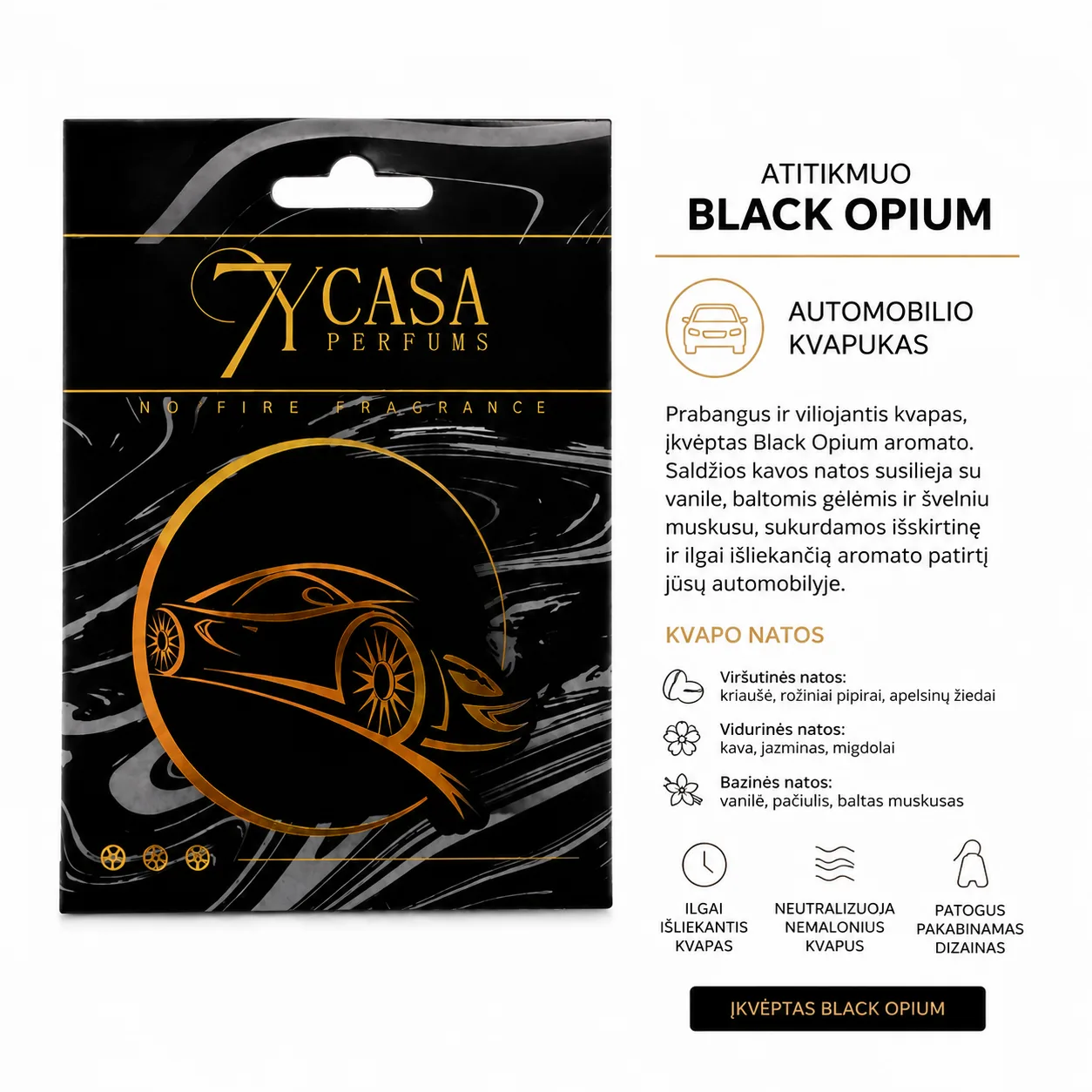 „7YCASA“ automobilio kvapukas – įkvėptas Black Opium aromato - Image 2
